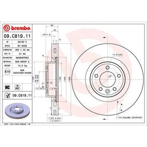 Brembo Brake Disc Single Vented Front 09.C819.11