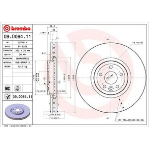 Brembo Brake Disc Single Vented Front 09.D064.11
