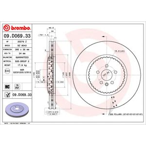Brembo Brake Disc Single Vented Front 09.D069.33