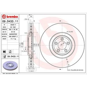 Brembo Brake Disc Single Vented Front 09.D433.11