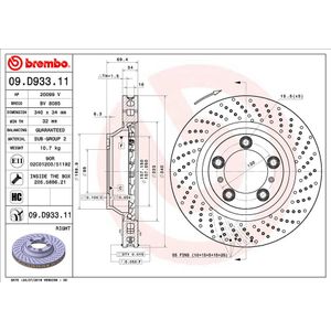 Brembo Brake Disc Single Vented Front Right 09.D933.11