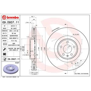 Brembo Brake Disc Single Vented Front Right 09.D937.11