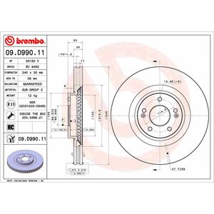Brembo Brake Disc Single Vented Front 09.D990.11