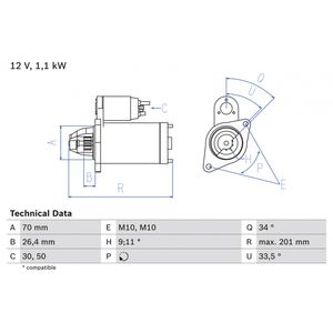 Bosch Starter Motor 0986020350