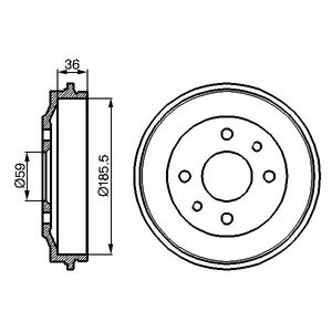 Bosch 2x Brake Drums (Pair) Rear 0986477055