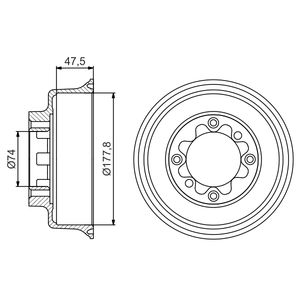 Bosch 2x Brake Drums (Pair) Rear 0986477154