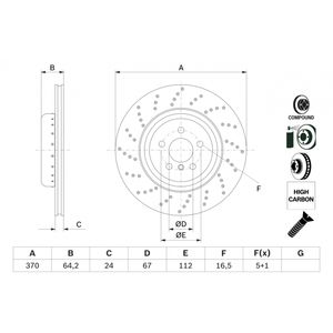 Bosch Brake Disc Single Vented Rear Left 0986479G12