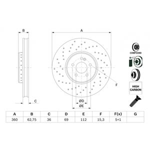 Bosch Brake Disc Single Vented Front 0986479G38