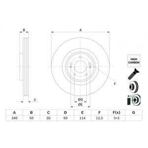 Bosch Brake Disc Single Vented Front 0986479G93