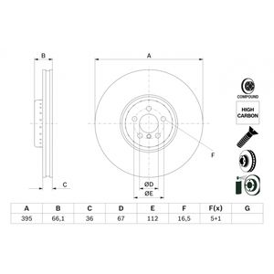 Bosch Brake Disc Single Vented Front Left 0986479H13