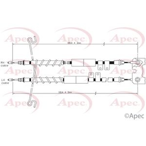Apec Handbrake Cable Rear Left or Right CAB1202