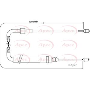 Apec Handbrake Cable Rear Left or Right CAB1334