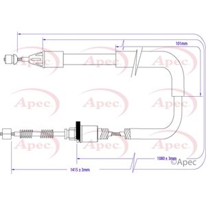 Apec Handbrake Cable Rear Right CAB1364