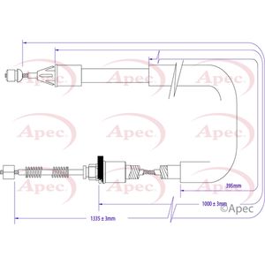 Apec Handbrake Cable Rear Left CAB1365