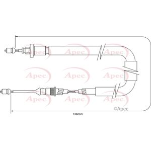 Apec Handbrake Cable Rear Left CAB1366