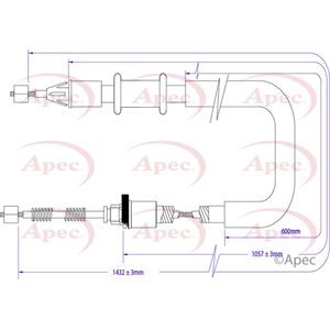 Apec Handbrake Cable Rear Left CAB1373