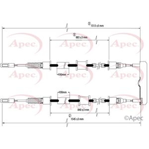 Apec Handbrake Cable Rear Left or Right CAB1483