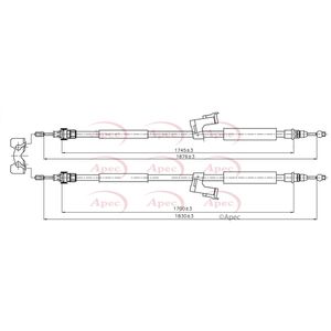 Apec Handbrake Cable Rear Left or Right CAB1586