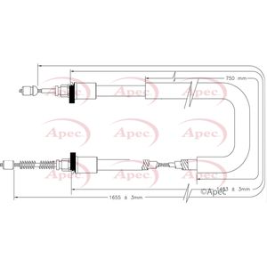 Apec Handbrake Cable Rear Left or Right CAB1616