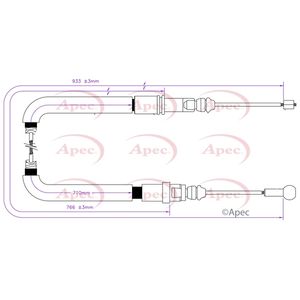 Apec Handbrake Cable Rear Left CAB1812