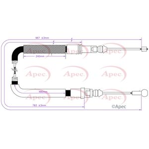 Apec Handbrake Cable Rear Right CAB1813