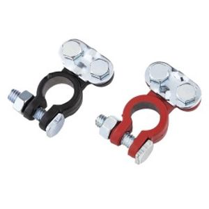 Red & Black Car Battery Terminal Clamps (Pair) T081