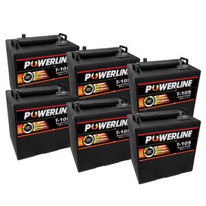 6 x T105 Powerline Deep Cycle Batteries 225Ah