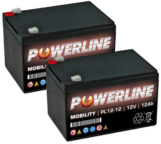 paar POWERLINE 12V 12Ah Sealed Lead Acid AGM scootmobiel Battery ES12 12 