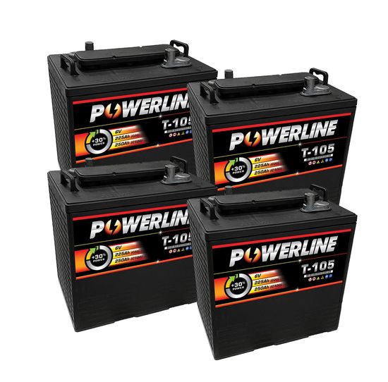 4 x Powerline T105 Battery - 6V Deep Cycle - Trojan Alternative ...